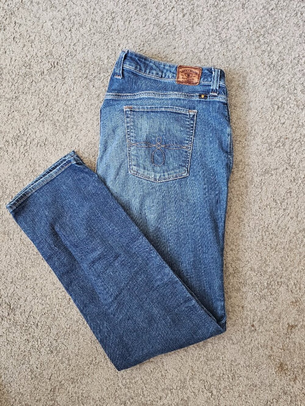 Lucky Brand Ginger Straight Leg Jeans 18W w/Classic Contrast Orange Stitching
